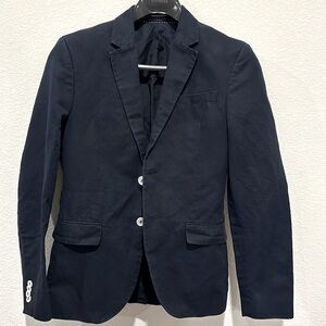 H&M navy blue suit Jacket 34R slim fit pants 30x30